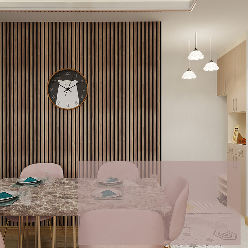 WPC nástenná dekorácia Akupanel 3D dizajn Interiér Polyesterové akustické panely Drevená zvuková izolácia lamelové akustické nástenné panely