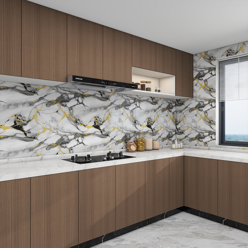 Moderná vysoko lesklá mramorová tapeta v rolke PVC samolepiaca vodotesná interiérová domáca dekorácia s mramorovou nálepkou