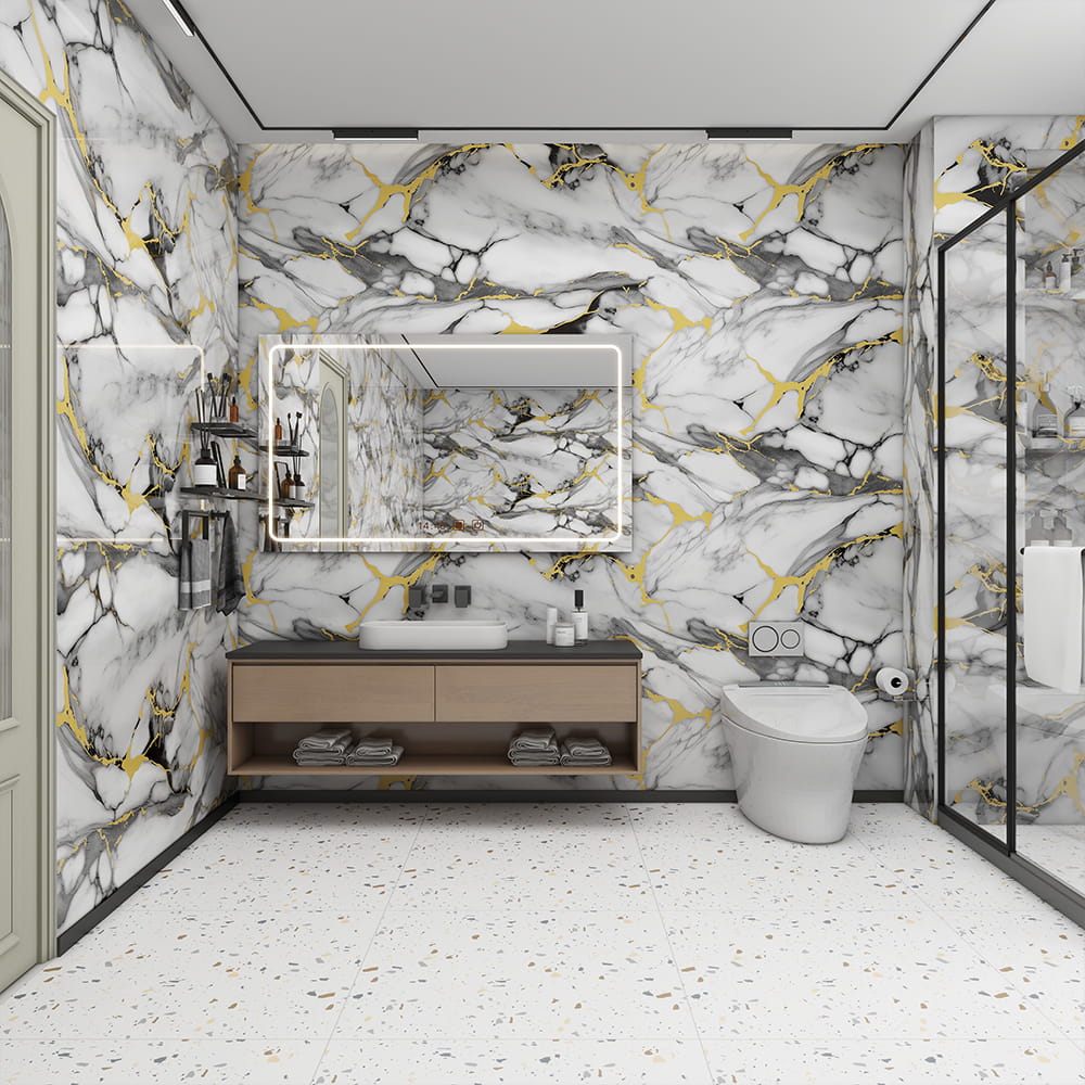 Moderná vysoko lesklá mramorová tapeta v rolke PVC samolepiaca vodotesná interiérová domáca dekorácia s mramorovou nálepkou
